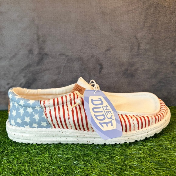 Hey Dude Wally American Flag Stars Stripes Shoes Loafer USA Men\'s Size 12 NWT main image 6